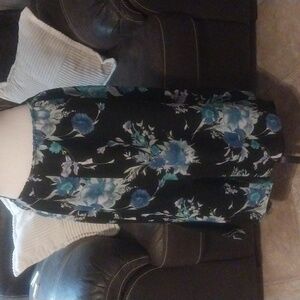 Donna B Taylor Women Midi Black with Floral Print Pull On Skirt Size 12